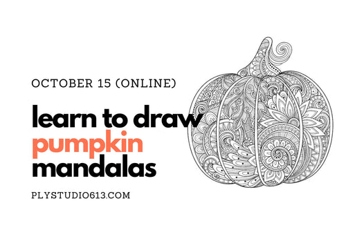draw pumpkin mandalas virtually with Tina Lyons Ply Studio October 15